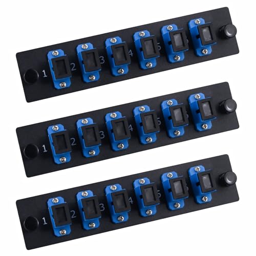 Duogalia Simplex SC/UPC Glasfaser-Patchpanel mit Simplex Singlemode Blue SC Adaptern, 6 Faseranschlüsse (3er-Pack) von Duogalia
