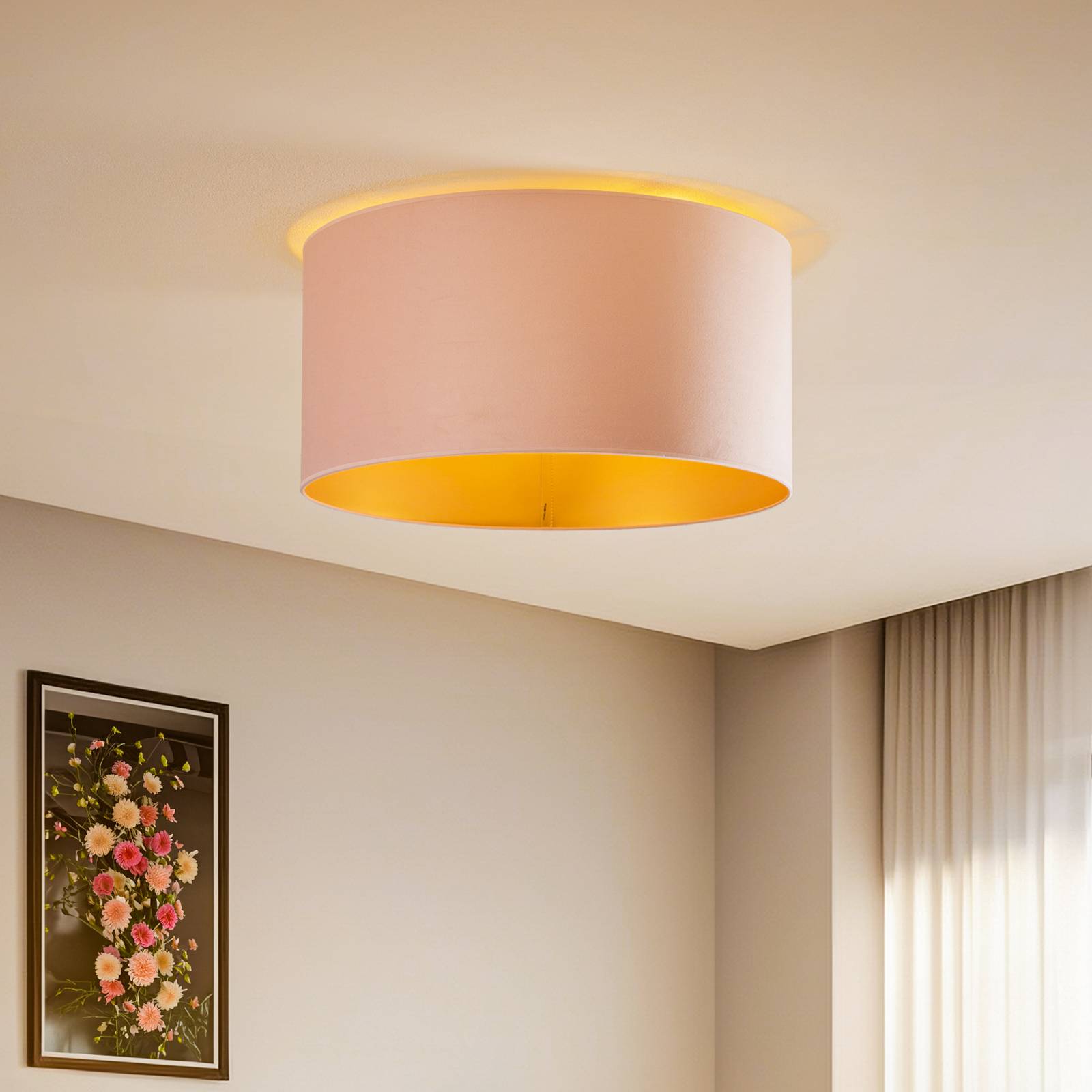 Deckenlampe Golden Roller Ø 60cm hellrosa/gold Deckenlampe Golden Roller Ø 60cm hellrosa/gold von Duolla