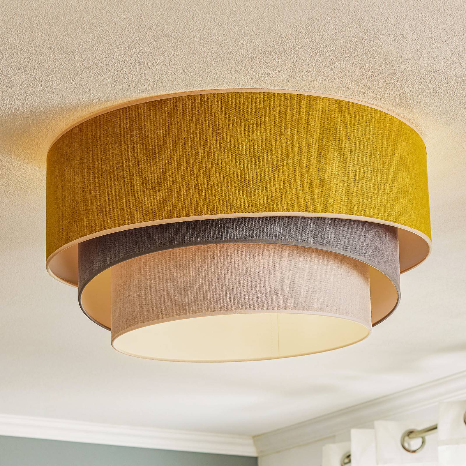 Deckenlampe Pastell Trio Ø 60cm senf/grau/hellgrau Deckenlampe Pastell Trio Ø 60cm senf/grau/hellgrau von Duolla