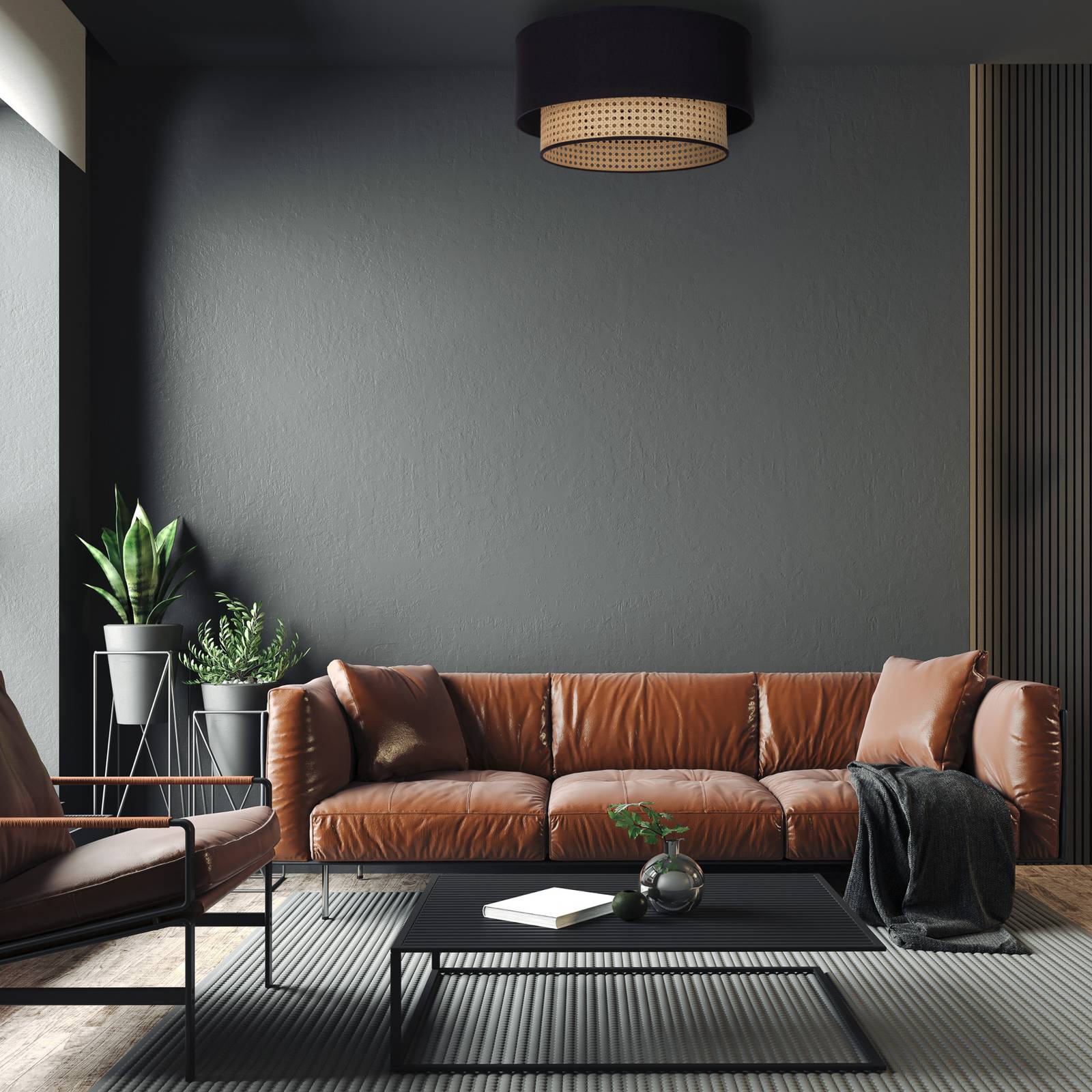 Deckenleuchte Big Boho, Rattan, schwarz/beige Deckenleuchte Big Boho, Rattan, schwarz/beige von Duolla