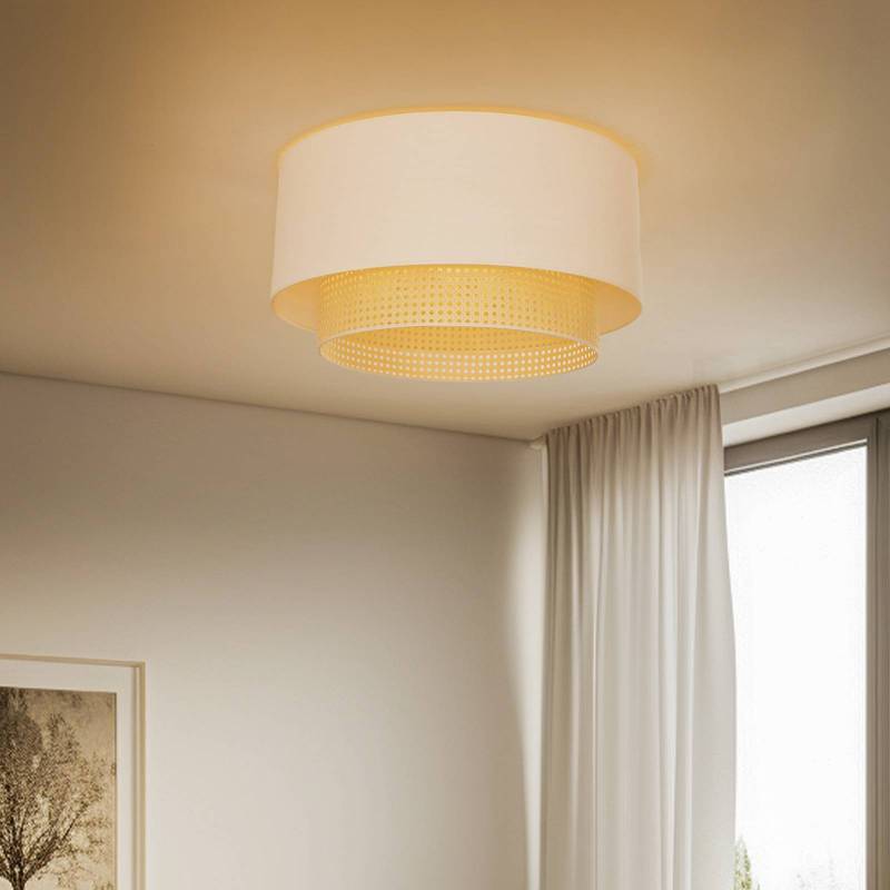 Deckenleuchte Boho, Ø 60 cm, creme-weiß/rattan von Duolla