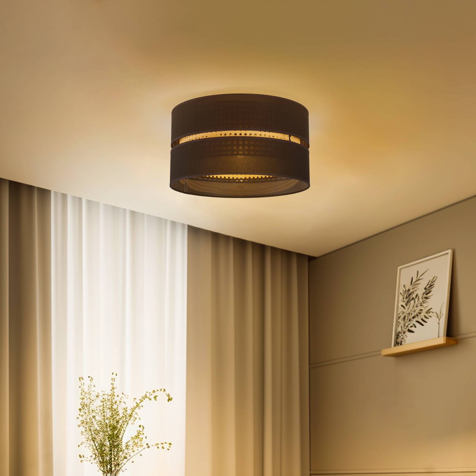 Deckenleuchte Duo, Rattan, Ø 40 cm, schwarz Deckenleuchte Duo, Rattan, Ø 40 cm, schwarz von Duolla