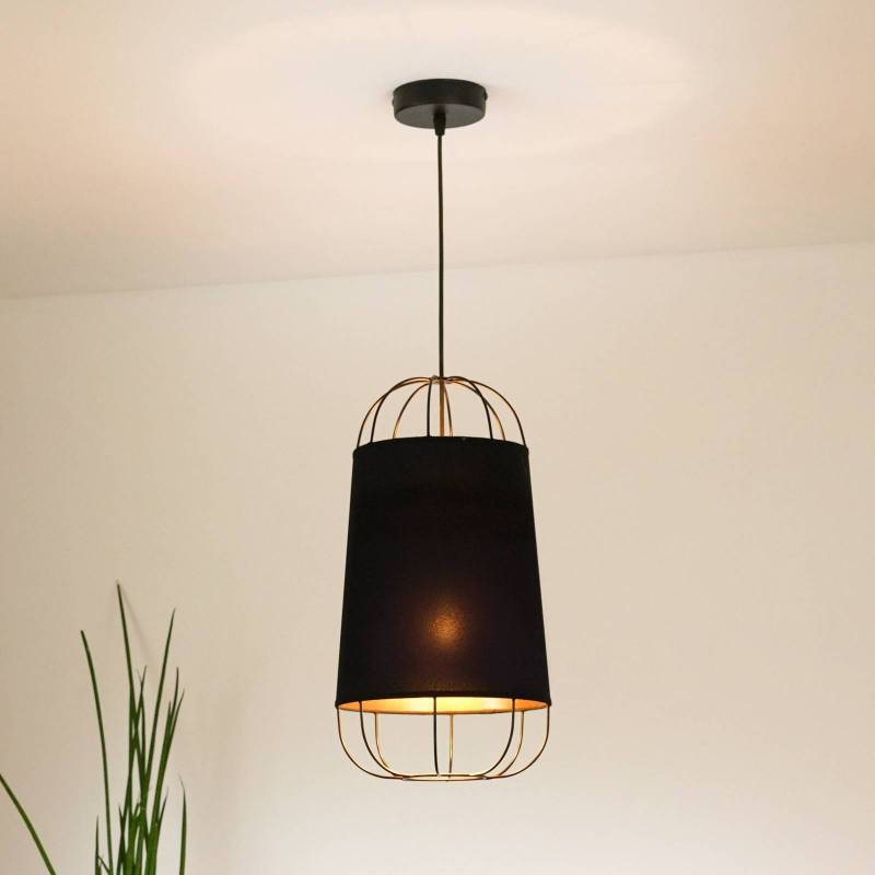 Hängeleuchte Lantern small, Textil, Metall, schwarz von Duolla