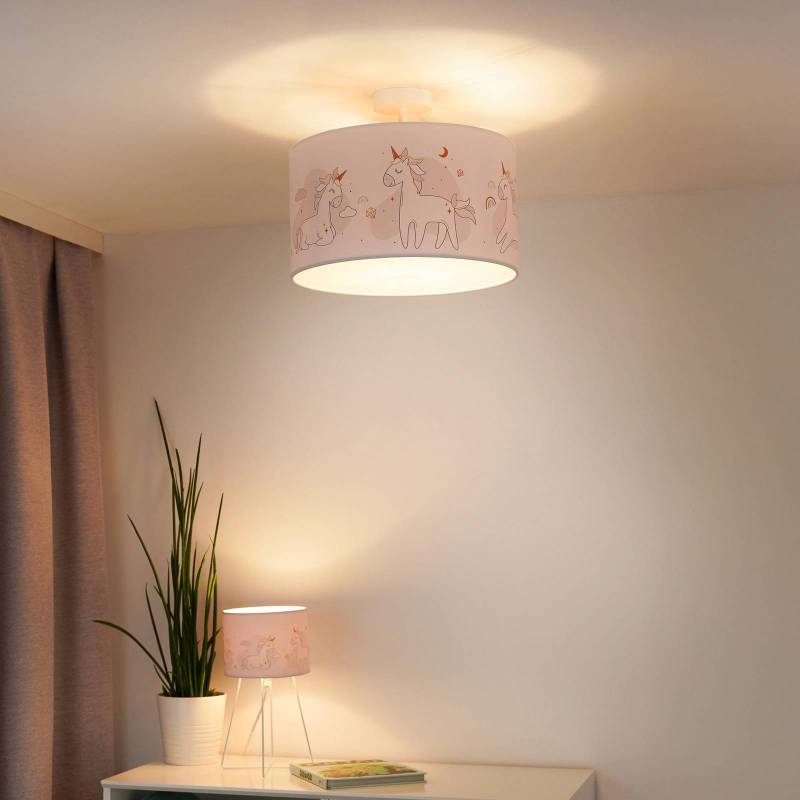 Deckenleuchte Mila, Ø 35 cm, Stoff, Einhörner, E27 von Duolla