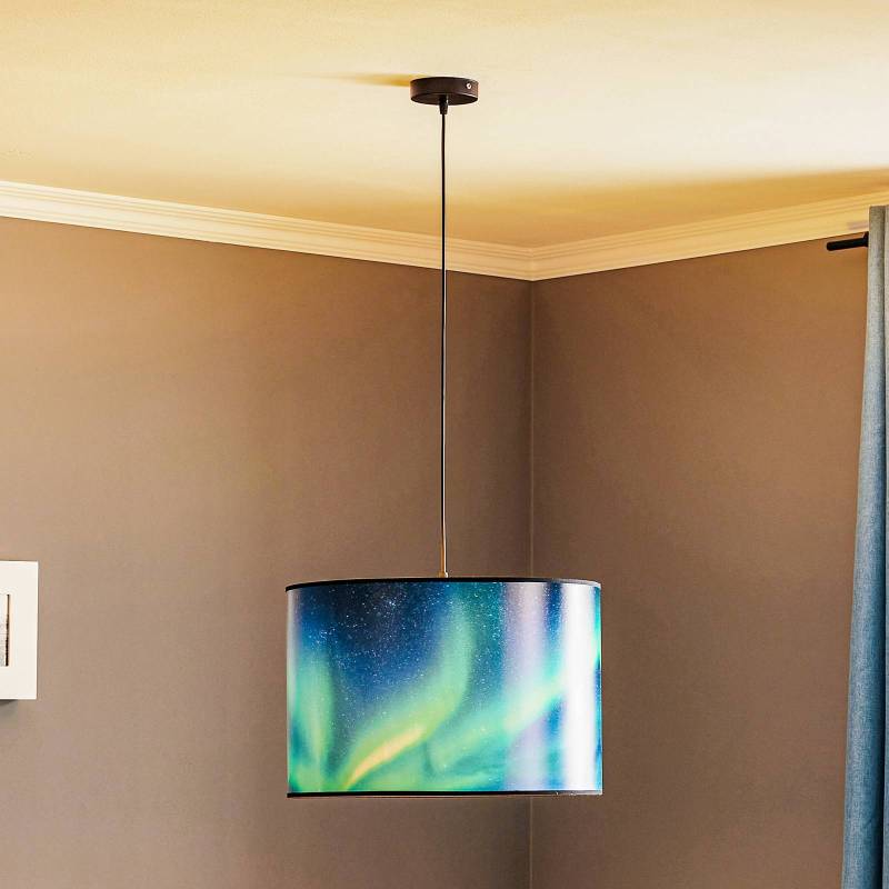 Hängeleuchte Print L Himmel mit Polarlicht türkis von Duolla