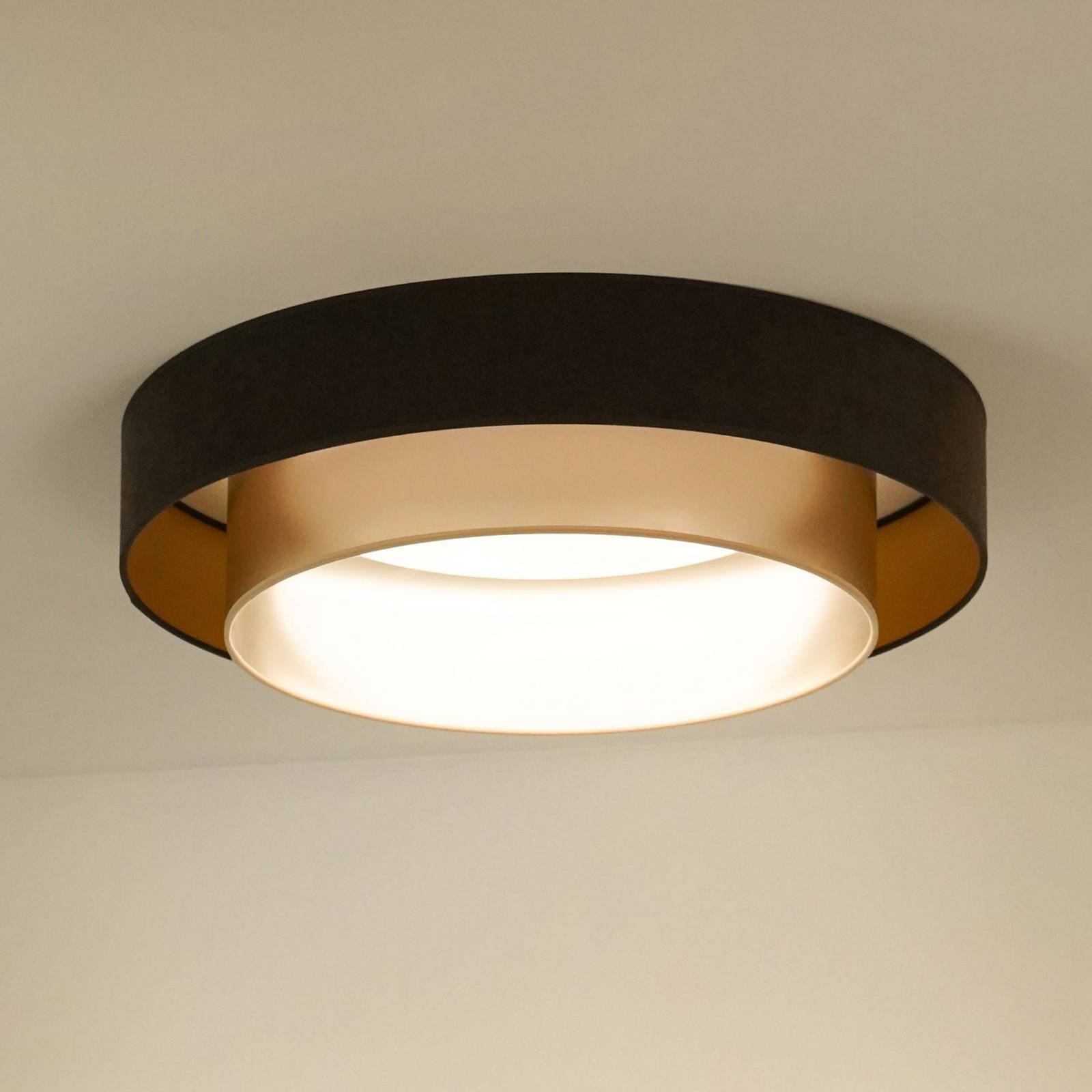 LED-Deckenlampe Luneta, Samt braun/gold, Ø 60 cm, 3-step-dim LED-Deckenlampe Luneta, Samt braun/gold, Ø 60 cm, 3-step-dim von Duolla
