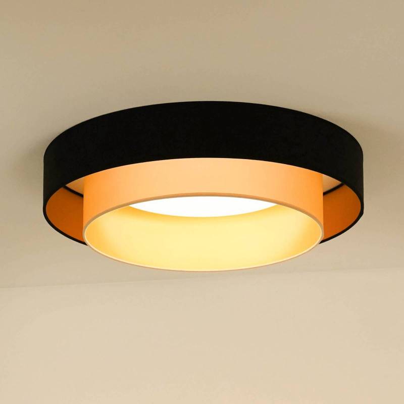 LED-Deckenlampe Luneta Samt schwarz/gold, Ø 60 cm 3-step-dim von Duolla