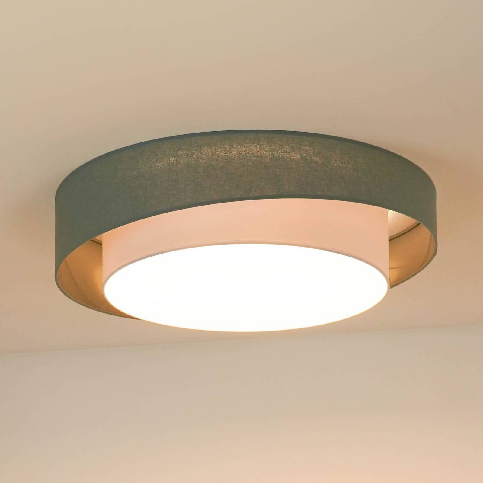 LED-Deckenleuchte Luneta, salbei/weiß, Ø 60 cm, 3-step-dim LED-Deckenleuchte Luneta, salbei/weiß, Ø 60 cm, 3-step-dim von Duolla