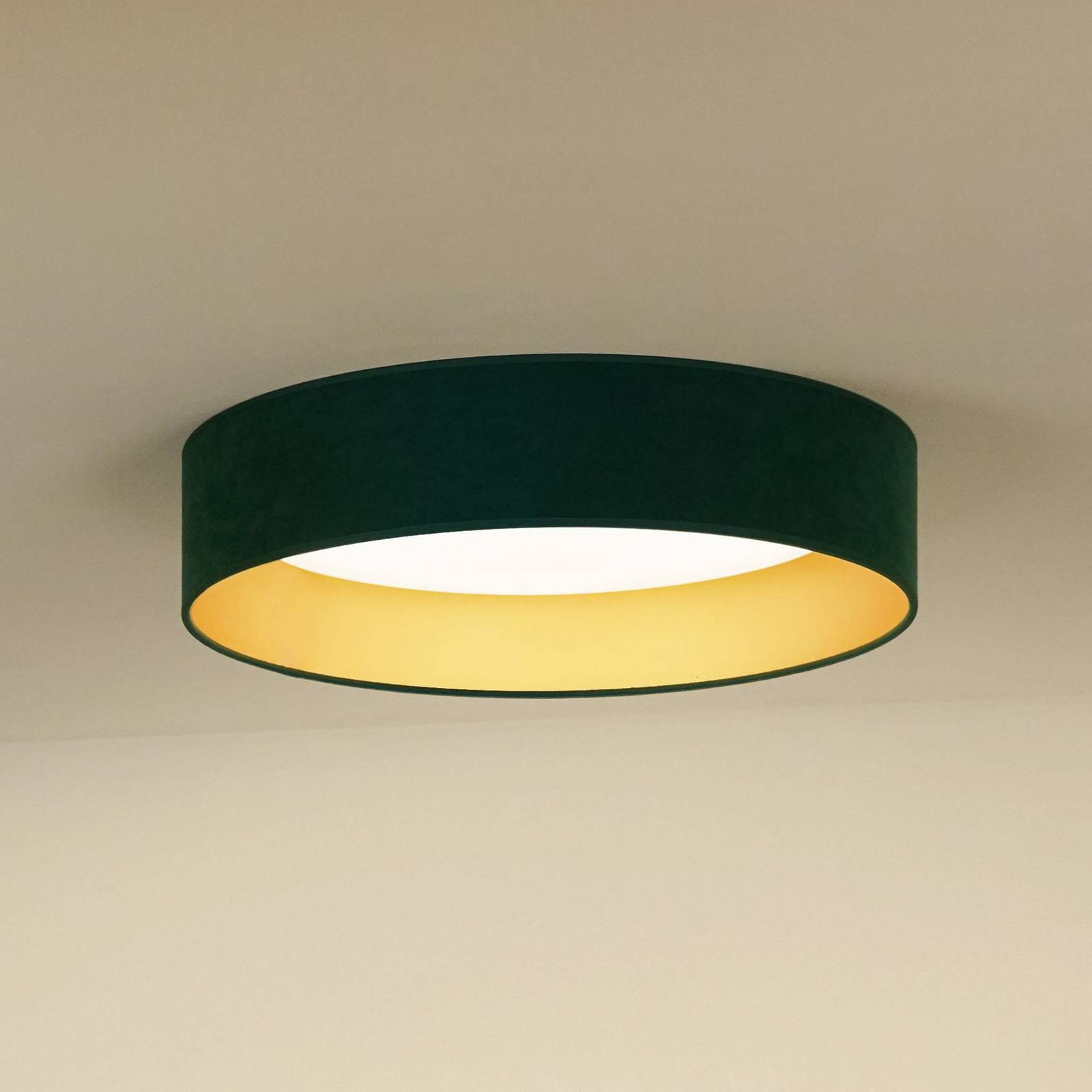 LED-Deckenleuchte Plafond, Samt grün, Ø 45 cm, 3-step-dim LED-Deckenleuchte Plafond, Samt grün, Ø 45 cm, 3-step-dim von Duolla