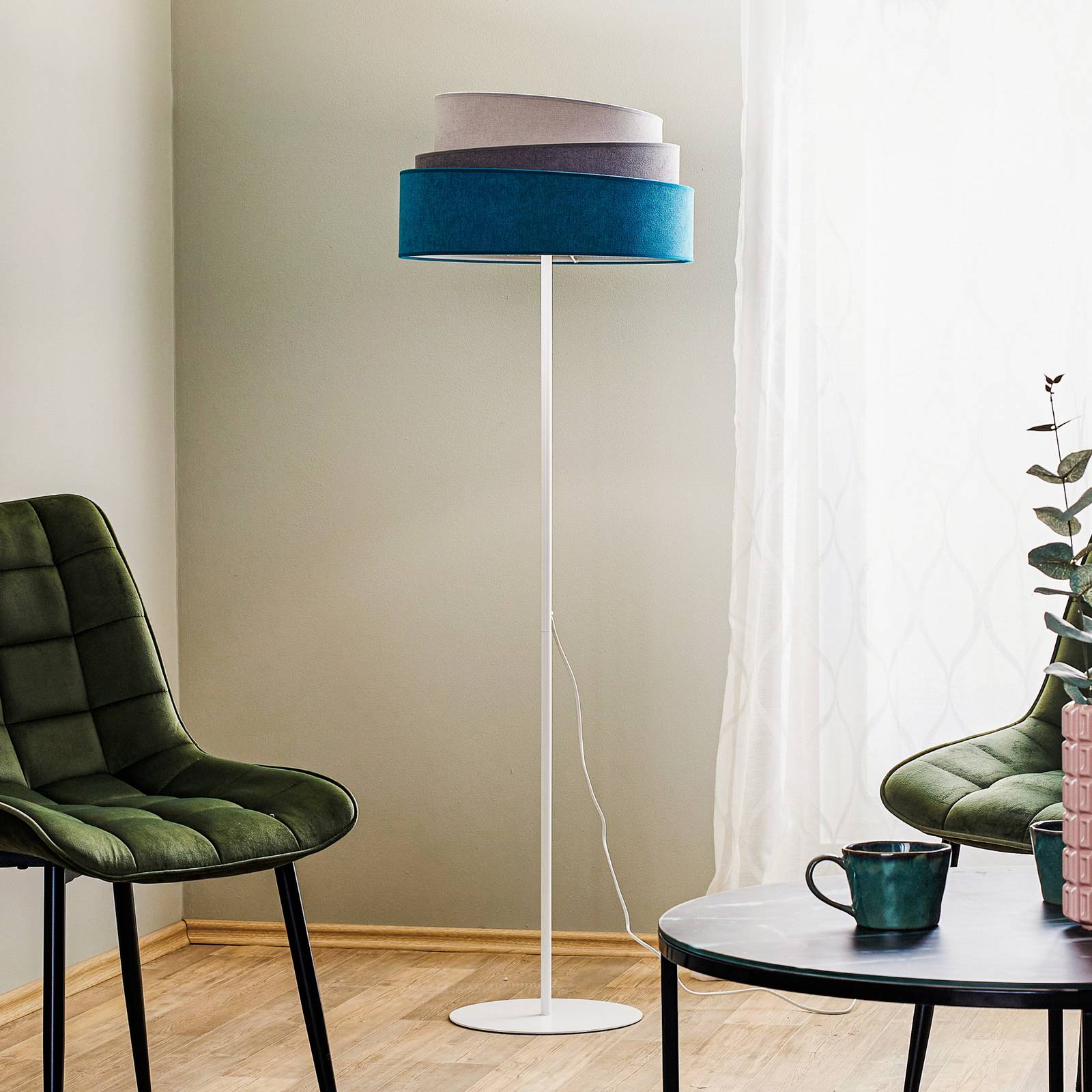 Stehlampe Pastell Trio türkis/grau/hellgrau Stehlampe Pastell Trio türkis/grau/hellgrau von Duolla