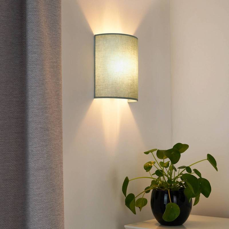 Wandleuchte Celine, salbeigrün, Stoff, E27 von Duolla