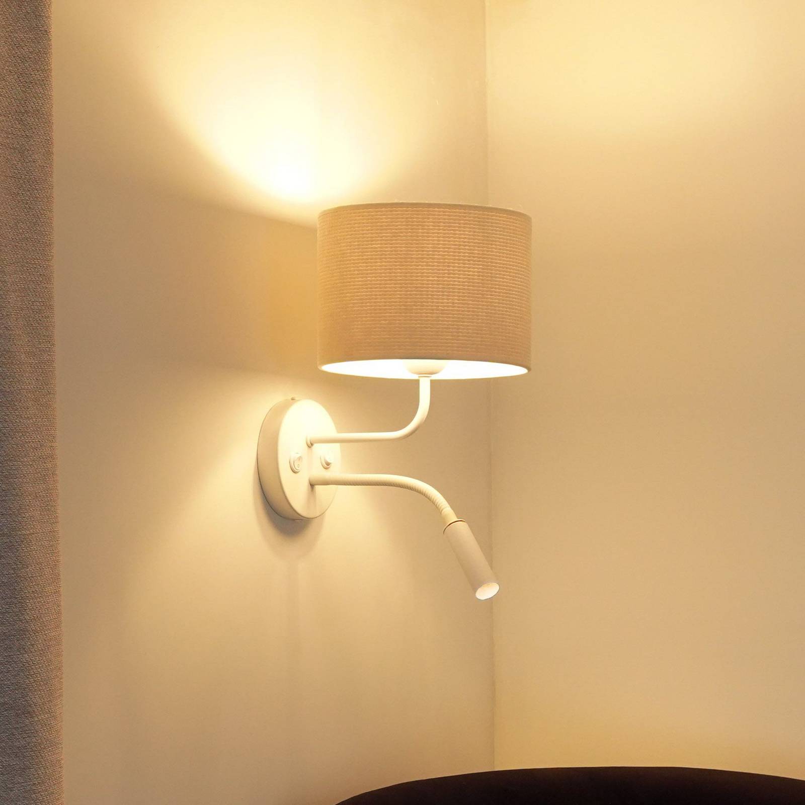 Wandleuchte Roller, Cord weiß, weiß, mit Leselicht Wandleuchte Roller, Cord weiß, weiß, mit Leselicht von Duolla