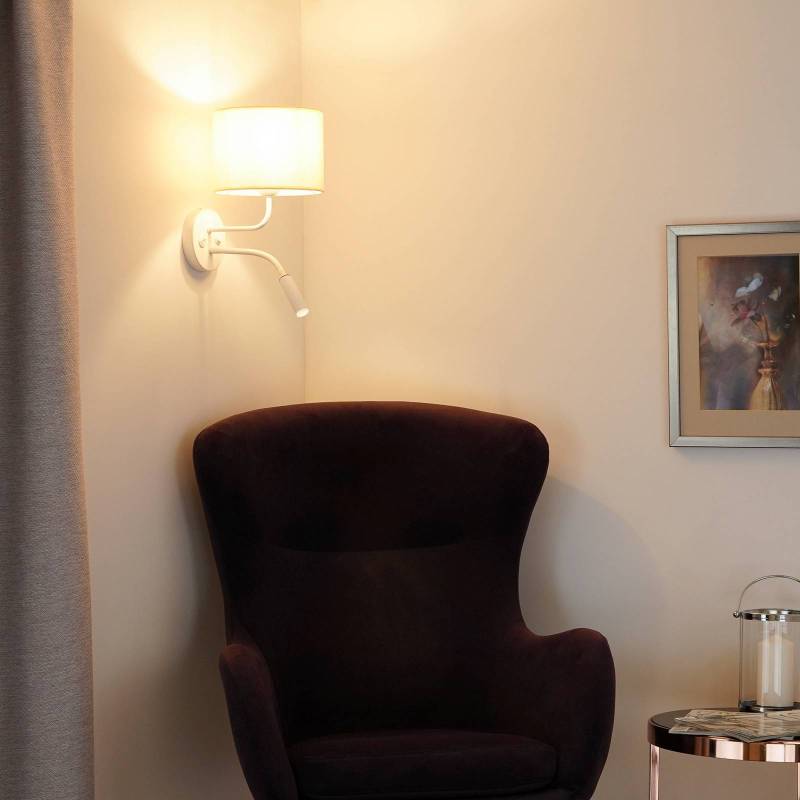 Wandleuchte Roller, Stoff, weiß/beige, Leselicht von Duolla