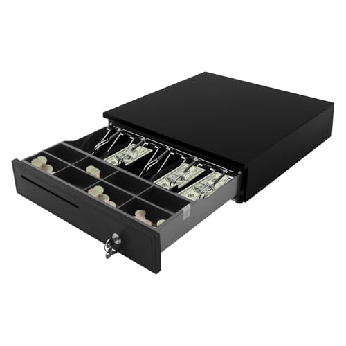 Kassenschublade, kleine Kassenschublade mit 8 Münzfächer & 5 Scheinfächer, Geldlade elektrische und manuelle Öffnung Geldkassette, Schwarz Kassenschublade, kleine Kassenschublade mit 8 Münzfächer & 5 Scheinfächer, Geldlade elektrische und manuelle Öffnung Geldkassette, Schwarz von Duoruameng