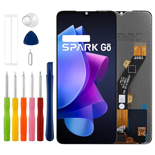 Duotipa 16,8 cm (6,6 Zoll) LCD-Display-Bildschirm, Digitizer, Ersatz für Tecno Spark-Go 2023 BF7n, mit technischem Reparaturwerkzeug-Set, Schwarz von Duotipa