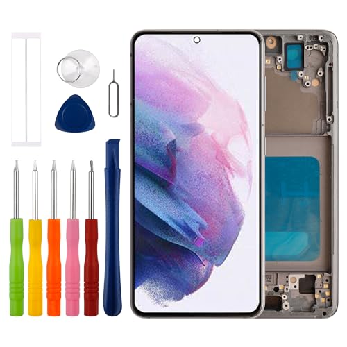 Duotipa 6.2" Neu TFT Display Kompatibel mit Samsung Galaxy S21 5G G991B (Schwarz mit Rahmen) LCD Display Touchscreen Digitizer Montage mit Reparatur Tools Kit (No Fingerprint) von Duotipa