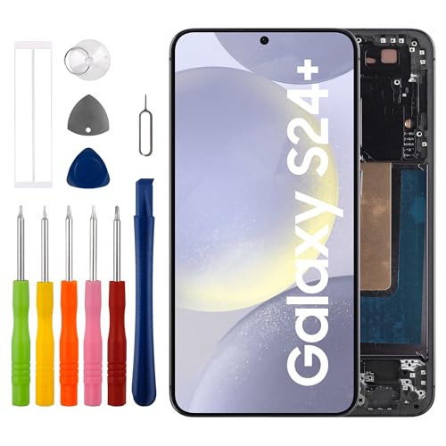Duotipa 6.7" Neu OLED Display for Samsung Galaxy S24+/S24 Plus SM-S926B (Schwarz mit Rahmen)(mit Fingerprint) LCD Display Touchscreen Digitizer Montage mit Reparatur Tools Kit von Duotipa