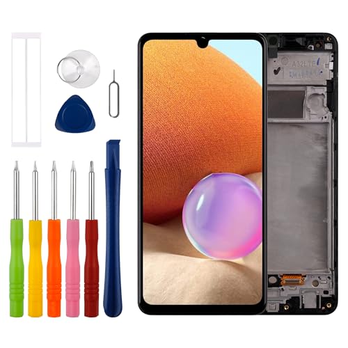 Duotipa [Mit Rahmen] Neue LCD Touch Screen Digitizer Assembly für Samsung Galaxy A32 5G SM-A326B mit technischen Reparaturwerkzeugen Kit-Schwarz von Duotipa