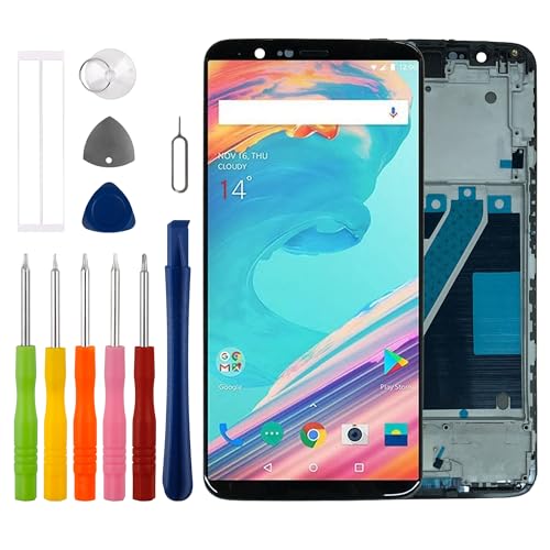 Duotipa Neu 6.01" TFT Display Kompatibel mit Oneplus 5T A5010 (Schwarz mit Rahmen) LCD Display Touchscreen Digitizer Montage mit Reparatur Tools Kit von Duotipa