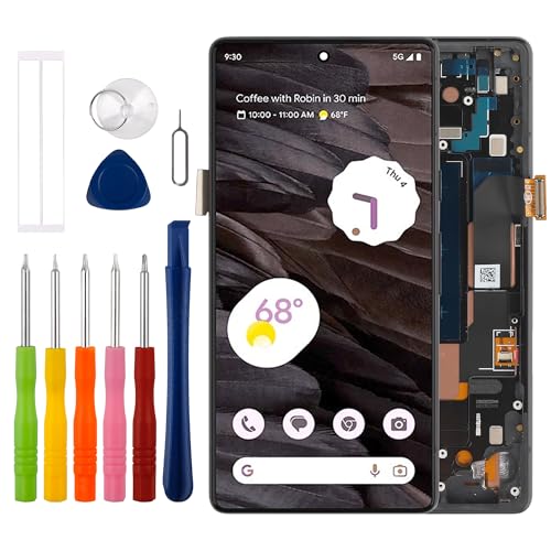 Duotipa Neu 6.1" OLED Display Kompatibel mit Google Pixel 7a GWKK3 (Schwarz mit Rahmen) LCD Display Touchscreen Digitizer Montage mit Reparatur Tools Kit (mit Fingerprint) von Duotipa
