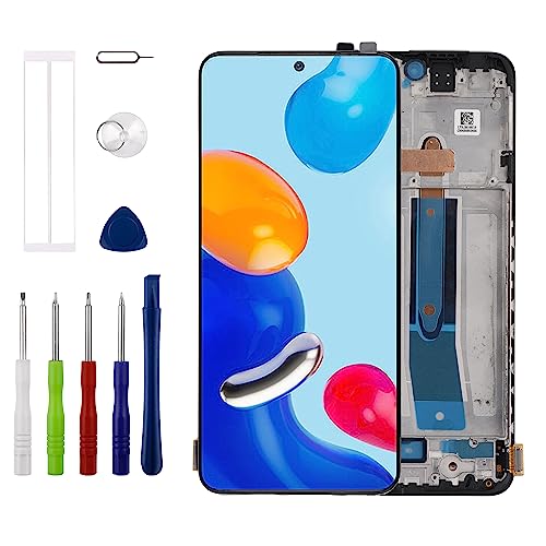[Nicht Fingerprint unterstützen][Mit Rahmen] Neue Duotipa TFT LCD Touch Screen Digitizer Assembly für Redmi Note 11 4G mit technischen Reparaturwerkzeugen Kit-Schwarz von Duotipa
