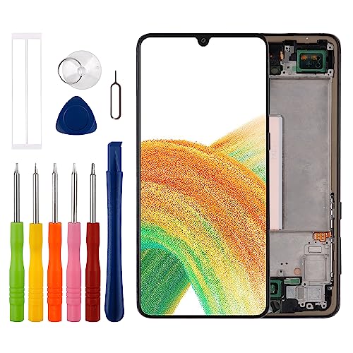 Duotipa [Unterstützt Fingerabdrücke][Mit Rahmen] Neue OLED Touch Screen Digitizer Assembly für Samsung Galaxy A33 5G LCD Diaplay für SM-A336E SM-A336B mit technischen Reparatur Tools Kit. von Duotipa