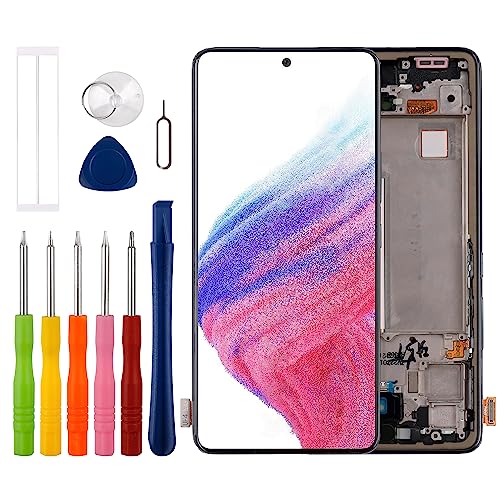 Duotipa [Unterstützt Fingerabdrücke][Mit Rahmen] Neue OLED Touch Screen Digitizer Assembly für Samsung Galaxy A53 5G LCD Diaplay für SM-A536U A536 A536U1 mit technischen Reparatur Tools Kit. von Duotipa