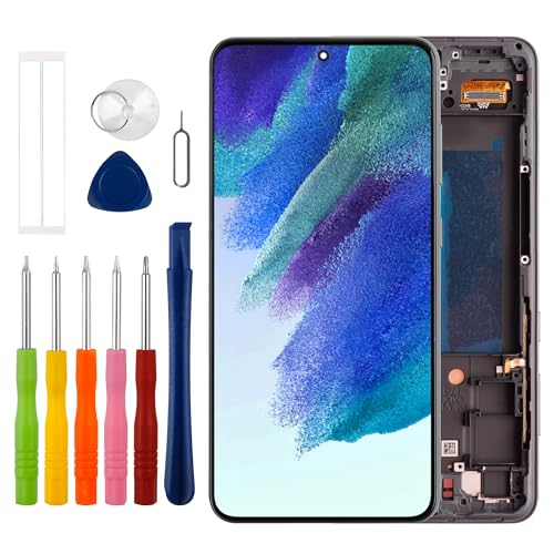 Duotipa [Unterstützt Fingerabdrücke][Mit Rahmen] Neue Touch Screen Digitizer Assembly für Galaxy S21 FE 5G LCD Diaplay für SM-G990B mit technischen Reparatur Tools Kit.-EU Version von Duotipa