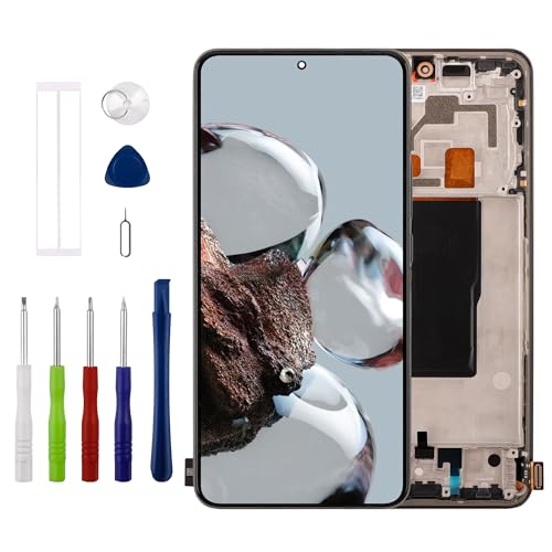 Duotipa [mit Rahmen][Neu] LCD Display Touchscreen Digitizer Assembly Ersatz für Xia-omi 12T 22071212AG /12T Pro 5G 22081212UG, 22081212G 6.67 Zoll mit technischen Reparatur Tools Kit-Schwarz. von Duotipa