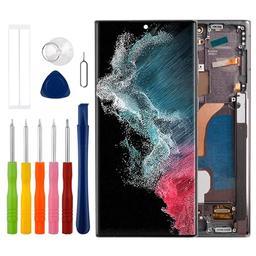 [Unterstützt Fingerabdrücke][Mit Rahmen] Duotipa Neu OLED Touch Screen Digitizer Assembly für Galaxy S22 Ultra LCD Diaplay für S908B mit technischen Reparatur Tools Kit. von Duotipa