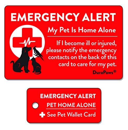 DuraPaws My Pets are Home Alone Notfall-Alarm aus Kunststoff mit Kontaktkarte und Schlüsselanhänger (beschreibbare Oberfläche auf der Rückseite der Karte) von DuraPaws