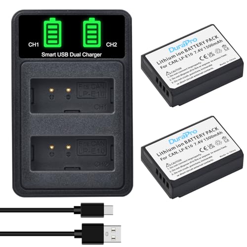 DuraPo 2X LP-E10 Battery Akku + LCD Dual USB Ladegerät für Canon LP E10 Canon EOS 1100D,EOS 1200D,EOS 1300D,EOS Rebel T3,T5,T6,Kiss X50,Kiss X70 Kameras DuraPo 2X LP-E10 Battery Akku + LCD Dual USB Ladegerät für Canon LP E10 Canon EOS 1100D,EOS 1200D,EOS 1300D,EOS Rebel T3,T5,T6,Kiss X50,Kiss X70 Kameras von DuraPro