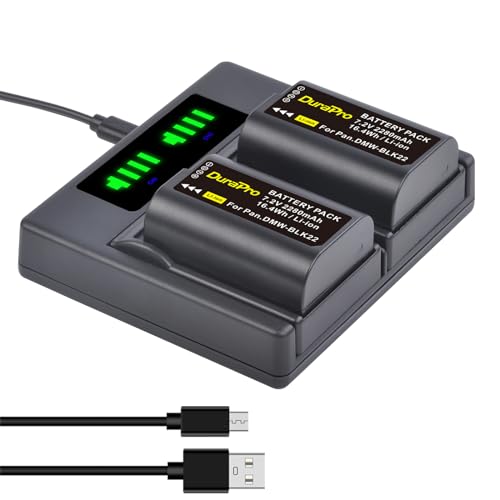 DuraPro 2Pcs 2280mAh DWM-BLK22 Battery Akku+ LED Dual USB Charger with Type C Port for Panasonic DMW-BTC15 Lumix DC-GH5 II DC-GH6 DC-S5 G9 GH5 GH5S Cameras DuraPro 2Pcs 2280mAh DWM-BLK22 Battery Akku+ LED Dual USB Charger with Type C Port for Panasonic DMW-BTC15 Lumix DC-GH5 II DC-GH6 DC-S5 G9 GH5 GH5S Cameras von DuraPro