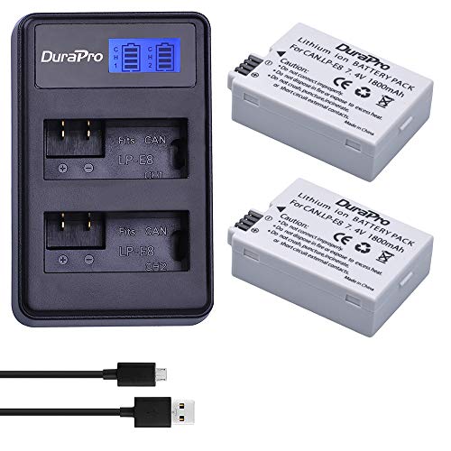 DuraPro 2Pcs LP-E8 Akku + LED USB Dual Ladegerät für Canon LP-E8; Canon EOS 550D, EOS 700D, EOS 600D, EOS 650D, Rebel T2i T3i T4i T5i, Kiss X4 X5 X6i X7i DSLR-Kameras DuraPro 2Pcs LP-E8 Akku + LED USB Dual Ladegerät für Canon LP-E8; Canon EOS 550D, EOS 700D, EOS 600D, EOS 650D, Rebel T2i T3i T4i T5i, Kiss X4 X5 X6i X7i DSLR-Kameras von DuraPro