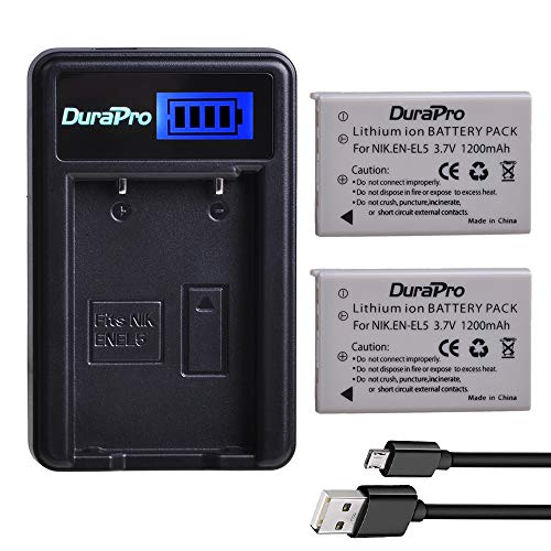 DuraPro 2Stk EN-EL5 EN EL5 Akku + LCD USB Ladegerät für Nikon EN-EL5 Akku; Kameras Nikon Coolpix P530, P520, P510, P100, P500, P5100, P5000, P6000, P90, P80 DuraPro 2Stk EN-EL5 EN EL5 Akku + LCD USB Ladegerät für Nikon EN-EL5 Akku; Kameras Nikon Coolpix P530, P520, P510, P100, P500, P5100, P5000, P6000, P90, P80 von DuraPro