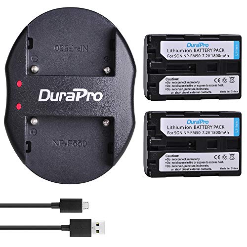 DuraPro 2Stk NP-FM50 NP FM50 Akku + Dual USB Ladegerät für Sony NP-FM30, NP-FM51, NP-QM50, NP-QM51, CCD-TRV128, CCD-TR108, CCD-TR208, CCD-TR408, CCD-TR748, Kameras CCD-TRV106, CCD-TRV107, CCD-TRV108 von DuraPro