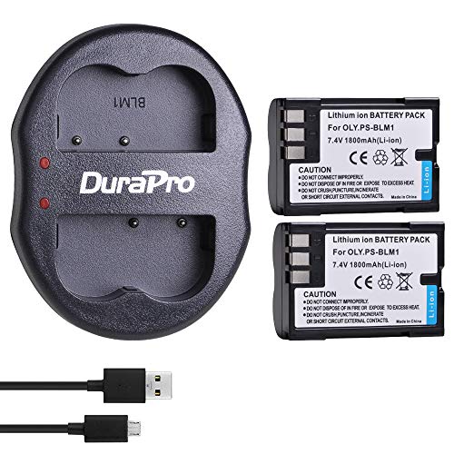 DuraPro 2Stk. 1800 mAh BLM-1 BLM1 PS-BLM1 Akku + USB-Doppelladegerät für Olympus C-5060 C-7070 C-8080 C-8080 Weitwinkel E-3 E-300 E-5 E-500 E-510 E-520 Kameras von DuraPro