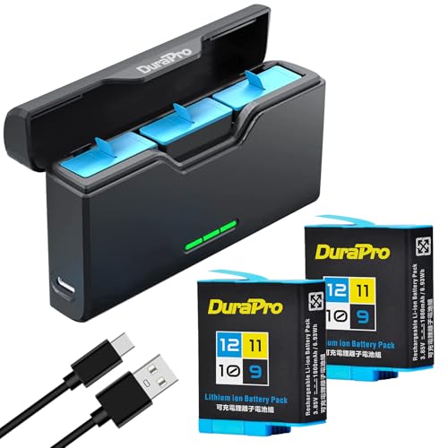 DuraPro 2X 1800mAh Akku+ LED 3-Slots Aufbewahrungsbox Ladegerät mit Typ C Port für Gopro Hero 12 Black/Hero11 Black/Hero10 Black/Hero 9 Black Kameras DuraPro 2X 1800mAh Akku+ LED 3-Slots Aufbewahrungsbox Ladegerät mit Typ C Port für Gopro Hero 12 Black/Hero11 Black/Hero10 Black/Hero 9 Black Kameras von DuraPro