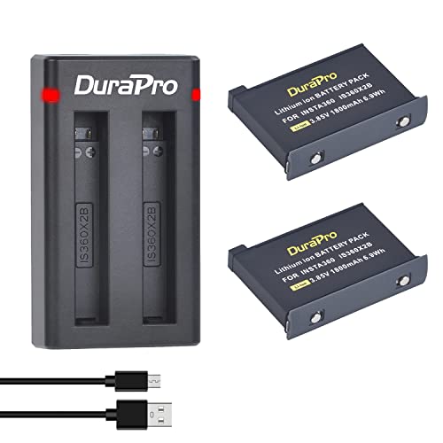 DuraPro 2X 1800mAh Akku + Dual USB Ladegerät mit Typ C-Port für Insta360 X2 Kamera DuraPro 2X 1800mAh Akku + Dual USB Ladegerät mit Typ C-Port für Insta360 X2 Kamera von DuraPro