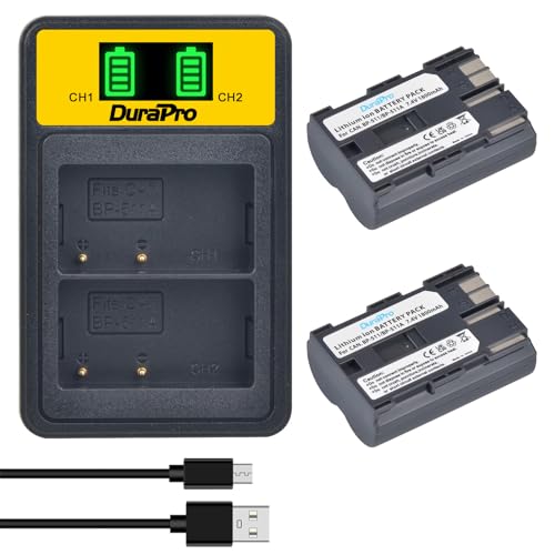 DuraPro 2X BP-511A BP-511 BP 511 BP511A Akku + LCD-Dual-USB-Ladegerät für Canon EOS 5D 10D 20D 20D 30D 40D 50D 300D D30 D60 Rebel PowerShot G1 G2 G3 G5 G6 Pro 1 Pro 90 Pro 90IS Kamera von DuraPro