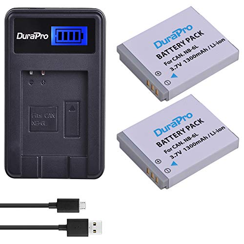 DuraPro 2er-Pack NB-6L, NB-6LH Akku + LCD USB Ladegerät für Canon PowerShot SX530HS, SX710HS, SX610HS, SX700HS, SX600HS, D30, S120, S200, SX510HS,110 is, IXY 10S Kameras von DuraPro