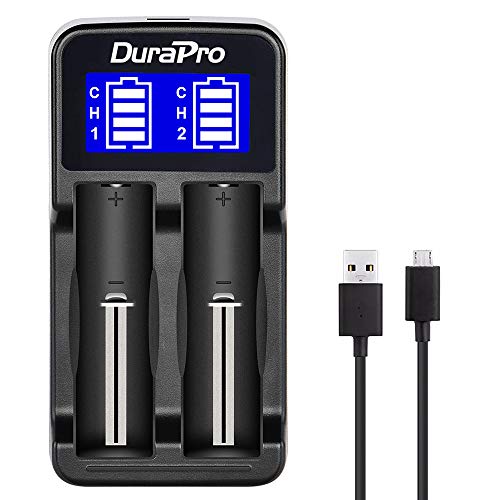DuraPro LCD Universal Dual USB Smart Ladegerät für Li-Ion/NI-MH/NI-Cd 18650 18500 18490 18350 17670 17500 16340 (RCR123) 14500A AA AAA AAAA Wiederaufladbare Akkus von DuraPro