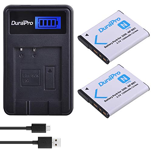 DuraPro NP-BN1 Akku und LCD-USB-Ladegerät für Sony Cyber-Shot DSC-W800, DSC-WX220, DSC-W830, DSC-W810, Sony DSC-QX30, DSC-QX100, DSC-QX10, 2 Stück von DuraPro