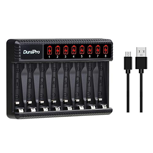 DuraPro Rapid Smart LCD 8-Slots USB AA AAA Battery Charger for AA AAA NI-MH NI-CD Rechargeable Batteries von DuraPro
