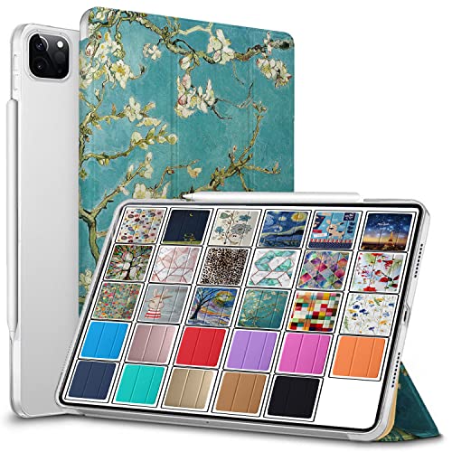 DuraSafe Cases for iPad PRO 11 2/3 / 1/4 Gen [ PRO 11-2nd 3rd 4th 1st ] Printed Slim Lightweight Protective PC Dual Angle Stand Clear Flip Back Cover - Almond Flower Bloom von DuraSafe Cases