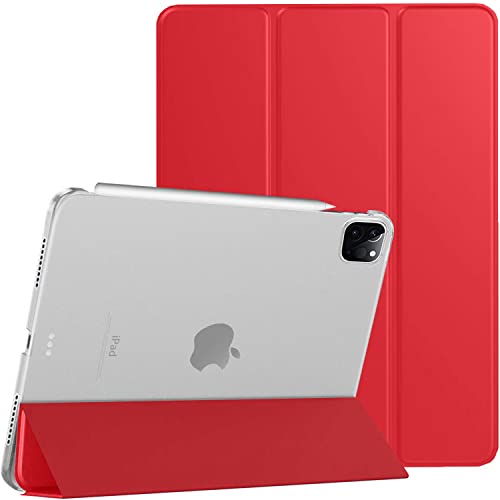 DuraSafe Cases für iPad PRO 11 Zoll 2. [ PRO 11 2020 2 Gen ] A2228 A2068 A2230 A2231 Trifold Hard Smart PC Translucent Back Cover - Scarlet von DuraSafe Cases
