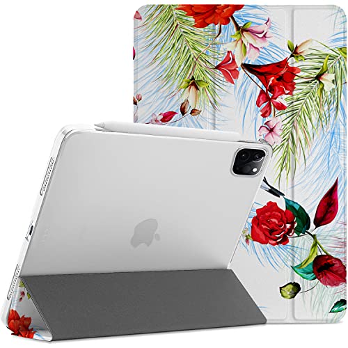 DuraSafe Cases für iPad Pro 12,9 5 4 Gen [ PRO 12,9 Zoll 5. 4. ] A2378 A2461 A2379 A2462 A2229 A2069 A2232 A2233 A1876 A2014 Trifold Printed Hard PC Translucent Back Cover - Birds & Flowers von DuraSafe Cases