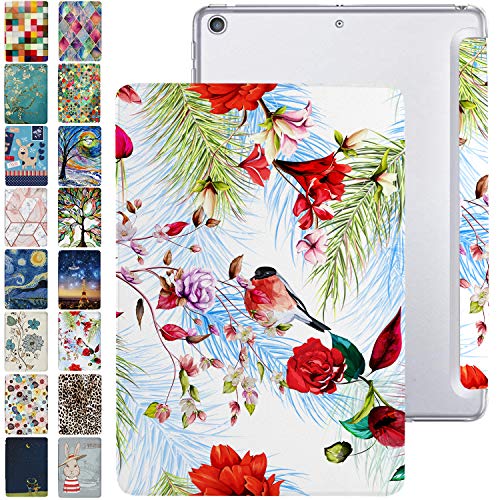 DuraSafe Cases für iPad Mini 7,9 Zoll 5 Gen [ Mini 5. Generation 2019 ] A2133 A2124 A2126 MUXH2FD/A MUXF2FD/A MUXG2FD/A Trifold Printed PC Lightweight Protective Clear Back Cover - Birds & Flowers von DuraSafe Cases