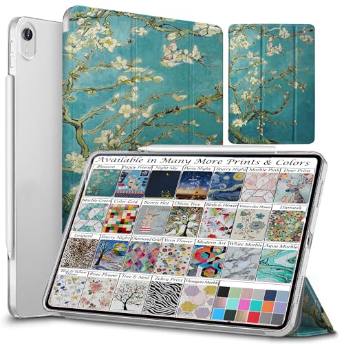 DuraSafe Cases iPad Air 5 2022 / Air 4 2020 10.9 Inch [ Air 4th Air 5th Gen ] A2316 A2324 A2589 A2591 Trifold Printed Hard Smart PC Transparent Back Cover - Blossom von DuraSafe Cases