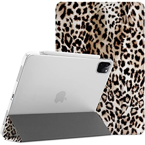 iPad Pro 11 3 2 Gen [Pro 11 3rd 2nd ] A2377 A2459 A2301 A2460 A2228 A2068 A2230 A2231 A2013 Trifold Printed Gedruckt Hard PC Transparent Back Cover Abdeckung - Leopard von DuraSafe Cases